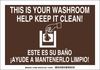 Brady B-555 Aluminum Rectangle Brown Personal Hygiene Sign - 14 in Width x 10 in Height - Language English / Spanish - 123992 - 754473-79717 - R. S. Hughes Company, Inc.