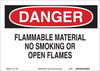 Brady B-586 Paper Rectangle White Chemical, Biohazard, Hazardous & Flammable Material Sign - 10 in Width x 7 in Height - TEXT: DANGER FLAMMABLE MATERIAL NO SMOKING OR OPEN FLAMES - 115957 - 754473-18600 - R. S. Hughes Company, Inc.