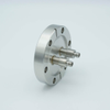 SMA Coaxial Feedthrough, 50 Ohm Matched Impedance, 2 Pins, Grounded Shield, Double-Ended, 2.75″ Conflat Flange - A4076-1-CF - MPF Products, INC.