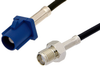 SMA Female to Blue FAKRA Plug Cable 60 Inch Length Using RG174 Coax - PE39345C-60 - Pasternack