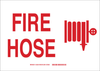 Brady B-401 High Impact Polystyrene Rectangle White Fire Equipment Sign - 14 in Width x 10 in Height - TEXT: FIRE HOSE - 122465 - 754473-71404 - R. S. Hughes Company, Inc.