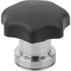 Female Grip Hand Wheel & Knob: 32.0 mm Diameter, M6 Threads, Thermoplastic -- KCFI-2405 - Image