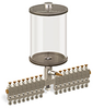 Clear View Multiple Feed Manual Lubricator, 1/2 gal Pyrex Reservoir, 16 Feeds, 1/4” OD Tube Outlets - B4463-064PB161W - Oil-Rite Corp.