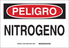 Brady B-555 Aluminum Rectangle White Chemical, Biohazard, Hazardous & Flammable Material Sign - 14 in Width x 10 in Height - Language Spanish - TEXT: PELIGRO NITROGENO - 37838 - 754473-37838 - R. S. Hughes Company, Inc.