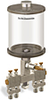 Clear View Multiple Feed Manual Lubricator, 1 qt Pyrex Reservoir, 4 Feeds, 1/4” OD Tube Outlets - B4463-032PB041W - Oil-Rite Corp.