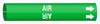Brady Bradysnap-On B-915 White on Green Plastic Snap-On Pipe Marker - 3/4 in Character Height - Printed Msg = AIR with Right Arrow - 4001-B - 754476-41615 - R. S. Hughes Company, Inc.