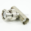 BNC T Adapter Female (Jack) Male (Plug) Female (Jack), Nickel Plated Brass Body -- SM3448
