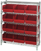 Open Wire Shelving, 5Shelves, 12Bin, Red; Shelving Unit Type Quantum Storage - 44AC8143 - Newark, An Avnet Company