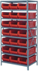 Open Shelving, 8Shelves, 21Bins, Red; Shelving Unit Type Quantum Storage - 44AC9283 - Newark, An Avnet Company