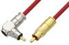 75 Ohm RCA Male to 75 Ohm RCA Male Right Angle Cable 60 Inch Length Using 75 Ohm PE-B159-RD Red Coax - PE38134/RD-60 - Pasternack