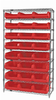 Open Wire Shelving, 9Shelves, 24Bin, Red; Shelving Unit Type Quantum Storage - 44AC8598 - Newark, An Avnet Company