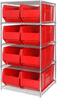 Open Wire Shelving, 5Shelves, 8Bins, Red; Shelving Unit Type Quantum Storage - 44AC8182 - Newark, An Avnet Company