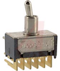 Switch, Toggle(baton); 90 deg. PC Mnt; 3 A; 125 VAC; 4PDT; On-None-On; PC Tail - 70155867 - Allied Electronics, Inc.