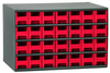 Akro-Mils 19 Gray Powder Coated Steel 24 ga Stackable Heavy Duty Versatile Cabinet - 11 in Overall Length - 17 in Width - 11 in Height - 28 Drawer - Non-Lockable - 19228 RED - 19228 RED - R. S. Hughes Company, Inc.