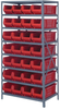 Open Shelving, 8Shelves, 28Bins, Red; Shelving Unit Type Quantum Storage - 44AC9274 - Newark, An Avnet Company