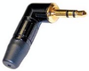 Neutrik 3.5mm stereo slim-line cable mount (m). Black/Gold - CA-NTP3RCB - Visual Sound, Inc.