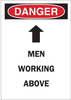 Brady B-401 Polystyrene Rectangle White Machine & Equipment Sign - 7 in Width x 10 in Height - TEXT: DANGER MEN WORKING ABOVE - 23013 - 754476-23013 - R. S. Hughes Company, Inc.