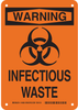 Brady B-401 Polystyrene Rectangle Orange Chemical, Biohazard, Hazardous & Flammable Material Sign - 7 in Width x 10 in Height - TEXT: WARNING INFECTIOUS WASTE - 14690 - 754473-16376 - R. S. Hughes Company, Inc.