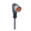 M12 Standard Sensor/Actuator Single-Ended Cordset: Female, angled, 4-pin, A-coded, translucent body, 230 V AC/DC, 4 A; PUR grey cable, 4-wires, 0.34 mm² - RKWT 4-265 - Belden Inc.
