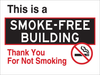 Brady B-959 Aluminum Rectangle Black / White Smoking Not Permitted Sign - TEXT: THIS IS A SMOKE FREE - 115628 - 754473-18989 - R. S. Hughes Company, Inc.