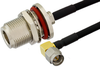 SMA Male Right Angle to N Female Bulkhead Semi-Flexible Precision Cable 18 Inch Length Using PE-SR402FLJ Coax, LF Solder, RoHS - PE39470-18 - Pasternack