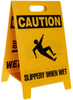 Brady B-836 Polypropylene Rectangle Yellow Floor Stand Sign - 12 in Width x 20 in Height - TEXT: CAUTION SLIPPERY WHEN WET - 92280 - 754476-92280 - R. S. Hughes Company, Inc.
