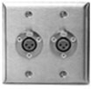 Wall Plate-Stainless Steel, 2-gang, Two Mounted C3F Connectors - MCP2-C3F - Visual Sound, Inc.