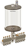 Levelux Clear View Multiple Feed Manual Lubricator, 1/2 gal Pyrex Reservoir, 9 Feeds, 1/8