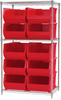 Akro-Mils Akrobin 2000 lb Adjustable Red Chrome Steel Open Adjustable Fixed Shelving System - 10 Bins - 2000 lb Total Capacity - AWS24361288 RED - AWS24361288 RED - R. S. Hughes Company, Inc.