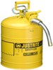 Justrite Accuflow Yellow Steel 5 gal Safety Can - 17 1/2 in Height - 11 3/4 in Overall Diameter - 697841-14073 - 697841-14073 - R. S. Hughes Company, Inc.