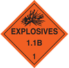 Brady B-120 Fiberglass Reinforced Polyester Square Orange Truck Placards Sign - 10 3/4 in Width x 10 3/4 in Height - TEXT: EXPLOSIVE 1.1B 1 - 63336 - 754476-63336 - R. S. Hughes Company, Inc.