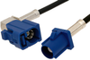 Blue FAKRA Plug to FAKRA Jack Right Angle Cable 60 Inch Length Using PE-C100-LSZH Coax - PE38749C-60 - Pasternack