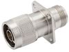 Precision N Male (Plug) to N Female (Jack) 4 Hole Flange Adapter, Passivated Stainless Steel Body, 1.15 VSWR - SM4039 - Fairview Microwave Inc.
