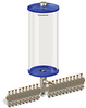 Blue Color Key, Clear View Multiple Feed Manual Lubricator, 1 gal Acrylic Reservoir, 19 Feeds, 1/8