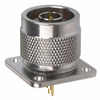 N Type Connector Receptacle, Male Pin 50 Ohm Panel Mount, Square Flange Solder Cup -- 43-172118