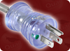 NEMA 5-15P HG CLEAR to IEC-60320-C13 CLEAR WITH FERRITE HOME // Power Cords // Hospital Grade Power Cords // Clear Plugs And Connectors -- 0310.120F - Image