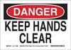Brady B-558 Recycled Film Rectangle White Machine & Equipment Sign - 10 in Width x 7 in Height - TEXT: DANGER KEEP HANDS CLEAR - 118200 - 754473-17996 - R. S. Hughes Company, Inc.