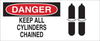 Brady B-555 Aluminum Rectangle White Chemical, Biohazard, Hazardous & Flammable Material Sign - 14 in Width x 10 in Height - TEXT: DANGER KEEP ALL CYLINDERS CHAINED - 43487 - 754476-43487 - R. S. Hughes Company, Inc.