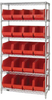 Open Wire Shelving, 6Shelves, 20Bin, Red; Shelving Unit Type Quantum Storage - 44AC8203 - Newark, An Avnet Company