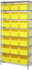 Open Wire Shelving, 8Shelves, 21Bin, Yel; Shelving Unit Type Quantum Storage - 44AC8537 - Newark, An Avnet Company