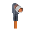 M8 Standard Sensor/Actuator Single-Ended Cordset: Female, angled, 4-pin, A-coded, translucent body, 30 V AC/DC, 4 A; PUR orange cable, 4-wires, 0.34 mm² - RKMWV 4-251 - Belden Inc.