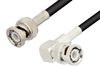 BNC Male to BNC Male Right Angle Cable 12 Inch Length Using RG223 Coax - PE3689-12 - Pasternack