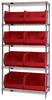 Open Wire Shelving, 5Shelves, 8Bins, Red; Shelving Unit Type Quantum Storage - 44AC8131 - Newark, An Avnet Company