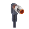 M8 Standard Sensor/Actuator Single-Ended Cordset: Male, angled, 3-pin, A-coded, translucent body, 50 V AC / 60 V DC, 4 A; PUR black cable, 3-wires, 0.34 mm² - RSMWV 3-224 - Belden Inc.