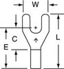 3M Scotchlok Red Non-Locking Brazed Non-Insulated Brazed Fork & Spade Terminal M18-6FX - 0.7 in Length - 0.34 in Fork Width - #6 Stud - 051128-58655 - R. S. Hughes Company, Inc.
