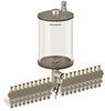 Levelux Clear View Multiple Feed Electro Lubricator, 1/2 gal Pyrex Reservoir, 20 Feeds, 1/4” OD Tube Outlets, 24VDC - B5177-064PB20024D1W - Oil-Rite Corp.