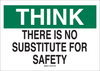 Brady B-946 Polyester Rectangle White Safety Awareness Sign - 14 in Width x 10 in Height - Laminated - TEXT: THERE IS NO SUBSTITUTE FOR SAFETY - 88881 - 754476-88881 - R. S. Hughes Company, Inc.