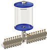 Blue Color Key, Clear View Multiple Feed Manual Lubricator, 1/2 gal Pyrex Reservoir, 17 Feeds, 1/8