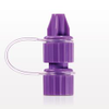 Male ENFit® Connector with Cap on Strap, Purple - 40092 - Qosina Corp.