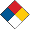 Brady B-235 Black / Blue / Red / Yellow on White Square Paper Right-To-Know / Compliance Label - 2 in Width - 2 in Height - 53061 -- 754473-53061 - Image